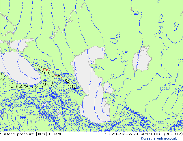 Pressione al suolo ECMWF dom 30.06.2024 00 UTC