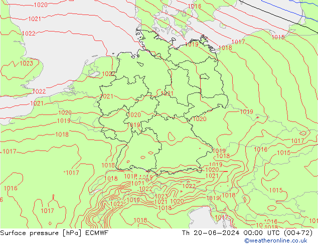 地面气压 ECMWF 星期四 20.06.2024 00 UTC