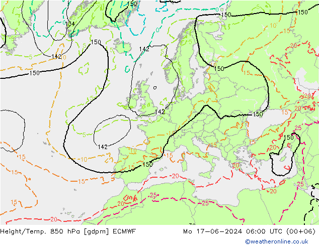 Height/Temp. 850 hPa ECMWF 星期一 17.06.2024 06 UTC