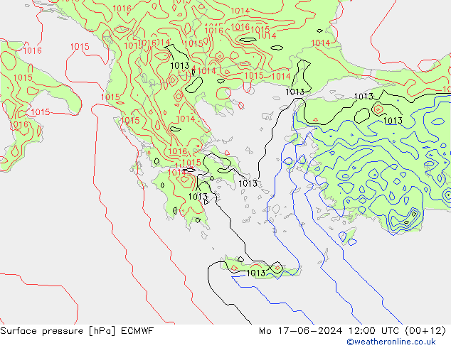 pressão do solo ECMWF Seg 17.06.2024 12 UTC