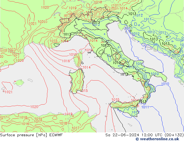 Atmosférický tlak ECMWF So 22.06.2024 12 UTC