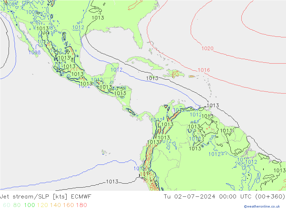 Straalstroom/SLP ECMWF di 02.07.2024 00 UTC