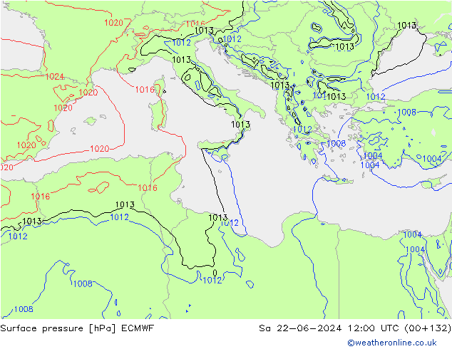 Luchtdruk (Grond) ECMWF za 22.06.2024 12 UTC