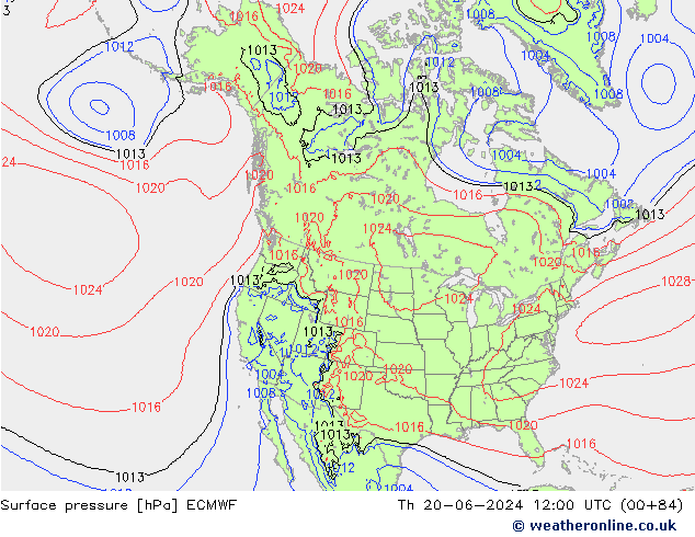 地面气压 ECMWF 星期四 20.06.2024 12 UTC