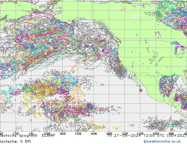 Isotachs Spaghetti ECMWF Th 27.06.2024 12 UTC