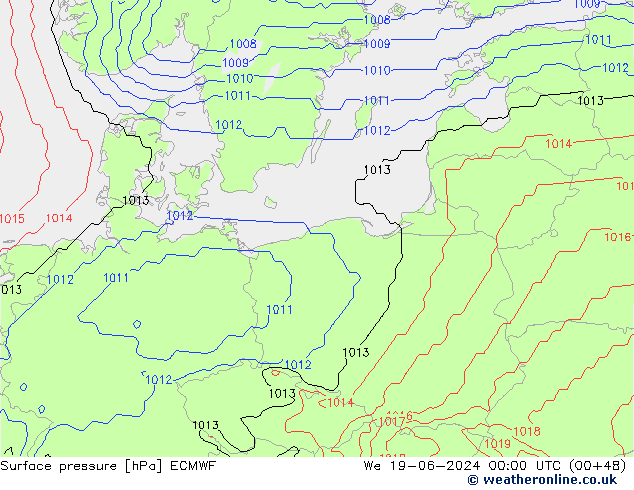 pression de l'air ECMWF mer 19.06.2024 00 UTC