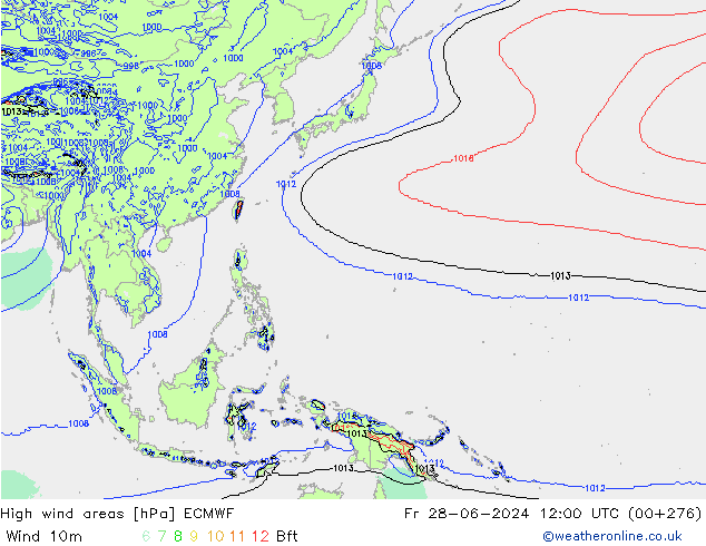 High wind areas ECMWF Fr 28.06.2024 12 UTC