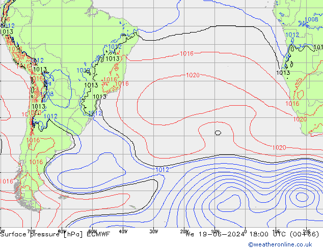 ciśnienie ECMWF śro. 19.06.2024 18 UTC