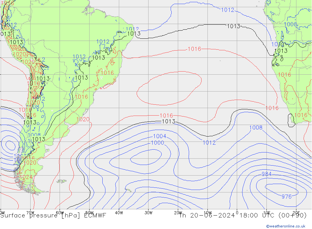ciśnienie ECMWF czw. 20.06.2024 18 UTC