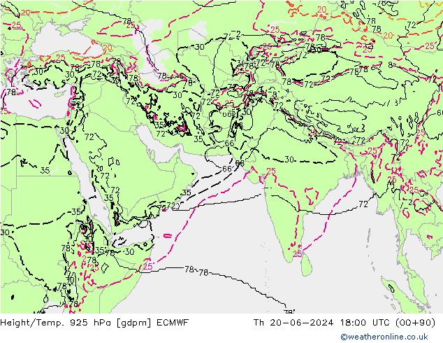 Height/Temp. 925 hPa ECMWF  20.06.2024 18 UTC