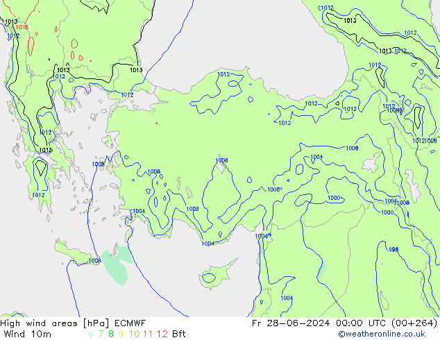 High wind areas ECMWF Fr 28.06.2024 00 UTC