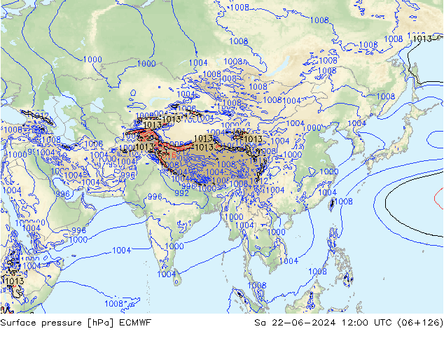 pressão do solo ECMWF Sáb 22.06.2024 12 UTC