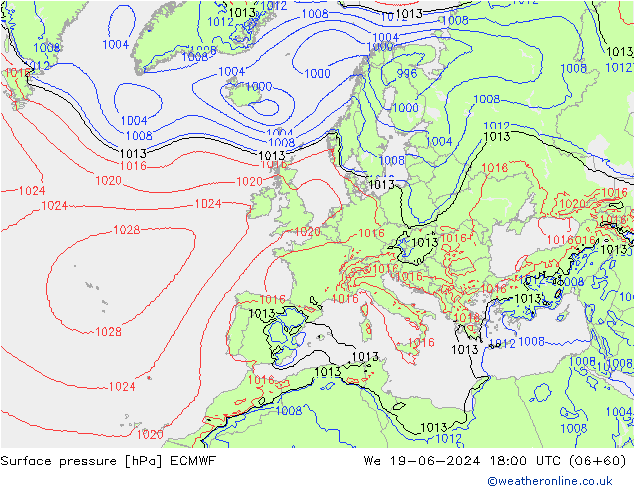 ciśnienie ECMWF śro. 19.06.2024 18 UTC