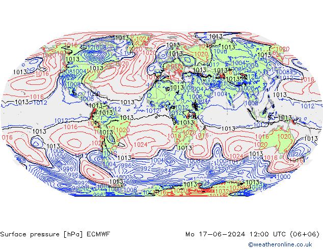 Atmosférický tlak ECMWF Po 17.06.2024 12 UTC