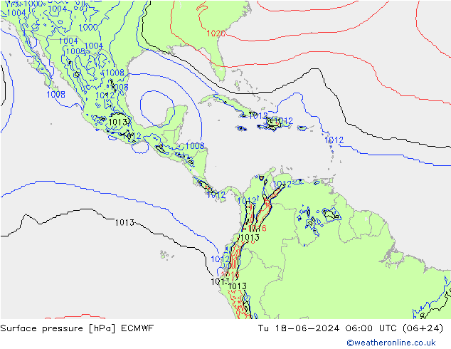 приземное давление ECMWF вт 18.06.2024 06 UTC