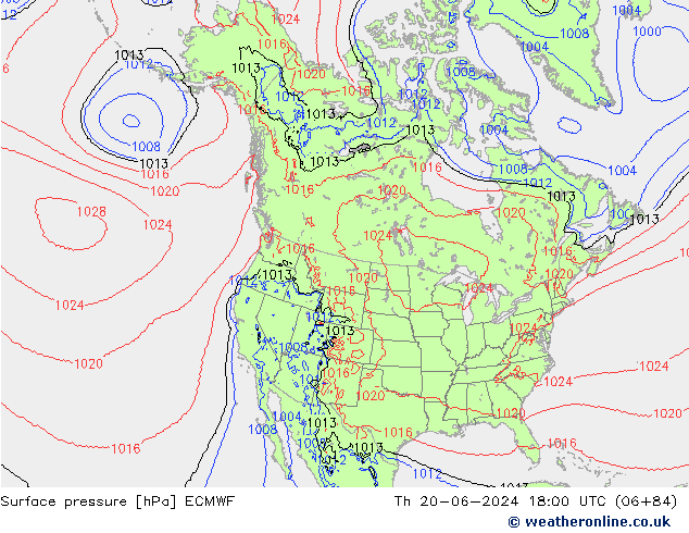 pressão do solo ECMWF Qui 20.06.2024 18 UTC