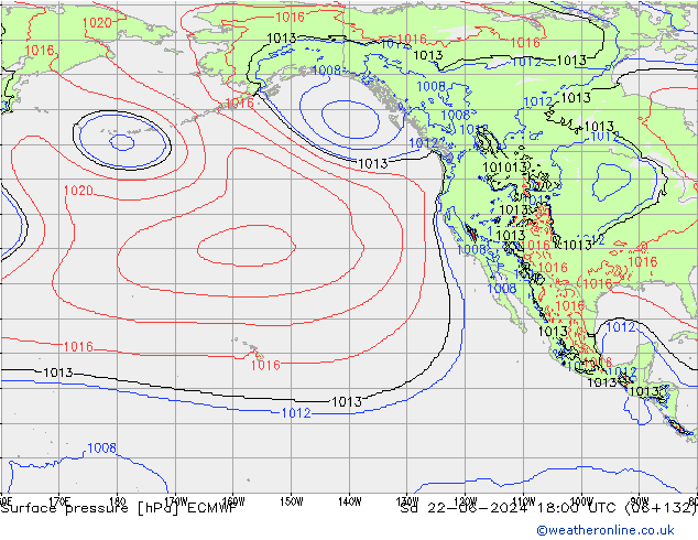 Luchtdruk (Grond) ECMWF za 22.06.2024 18 UTC