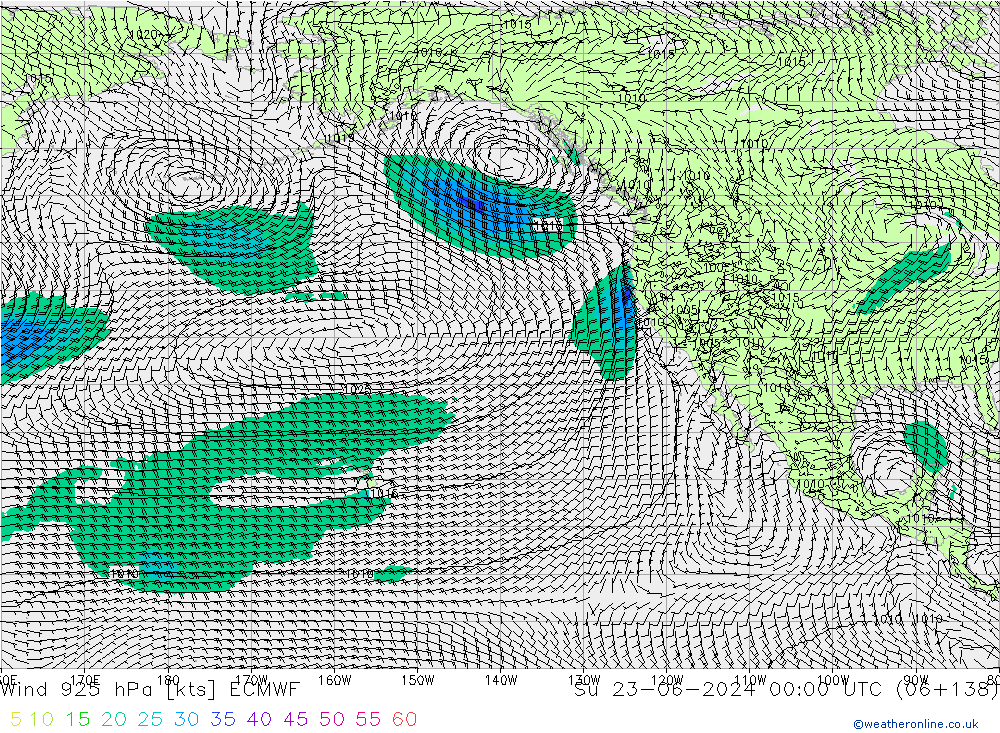 wiatr 925 hPa ECMWF nie. 23.06.2024 00 UTC