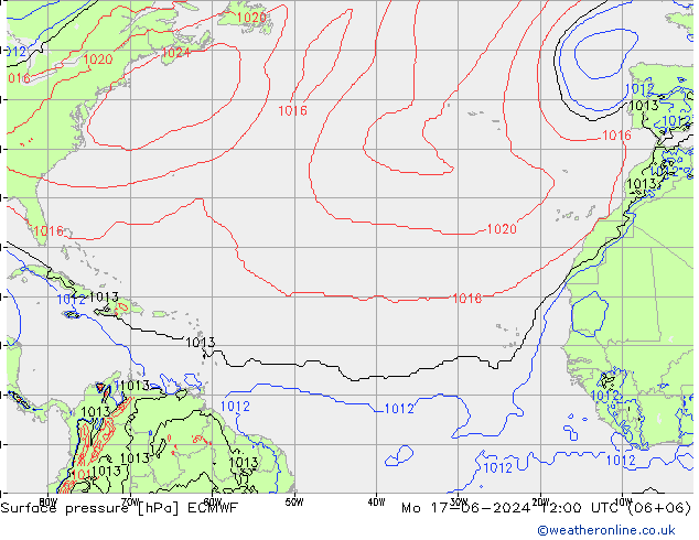 Luchtdruk (Grond) ECMWF ma 17.06.2024 12 UTC