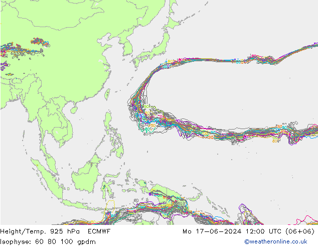 Height/Temp. 925 гПа ECMWF пн 17.06.2024 12 UTC
