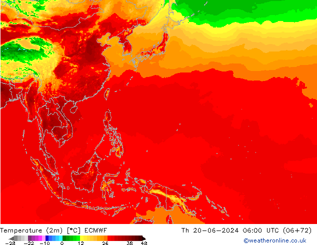 Sıcaklık Haritası (2m) ECMWF Per 20.06.2024 06 UTC