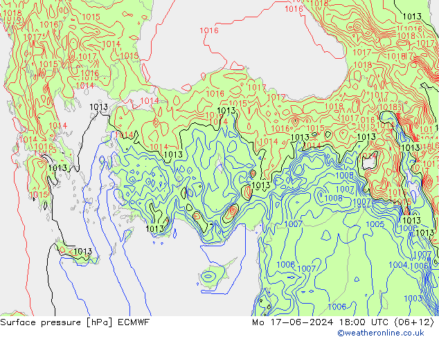 приземное давление ECMWF пн 17.06.2024 18 UTC