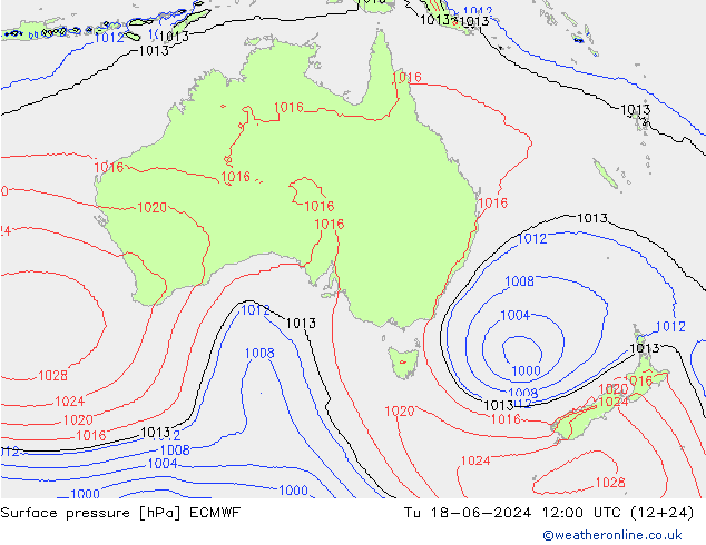 Pressione al suolo ECMWF mar 18.06.2024 12 UTC