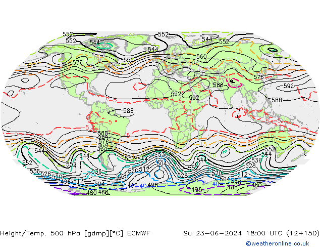 Height/Temp. 500 hPa ECMWF Su 23.06.2024 18 UTC