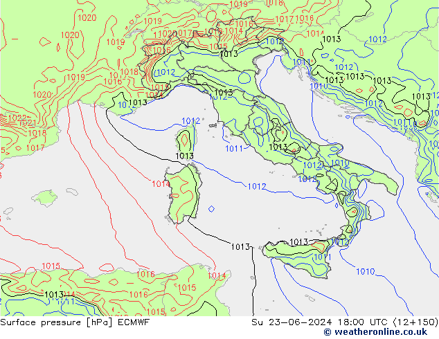 Surface pressure ECMWF Su 23.06.2024 18 UTC