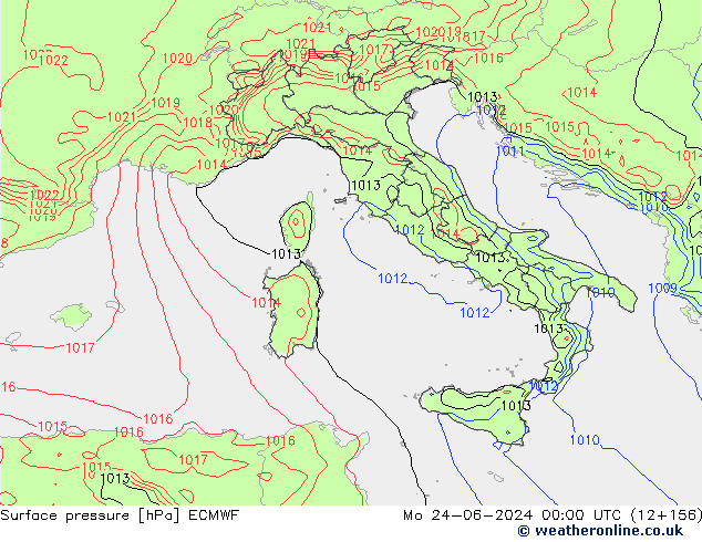 Atmosférický tlak ECMWF Po 24.06.2024 00 UTC