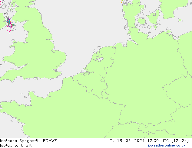 Isotachs Spaghetti ECMWF вт 18.06.2024 12 UTC