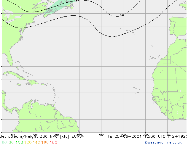 Straalstroom ECMWF di 25.06.2024 12 UTC