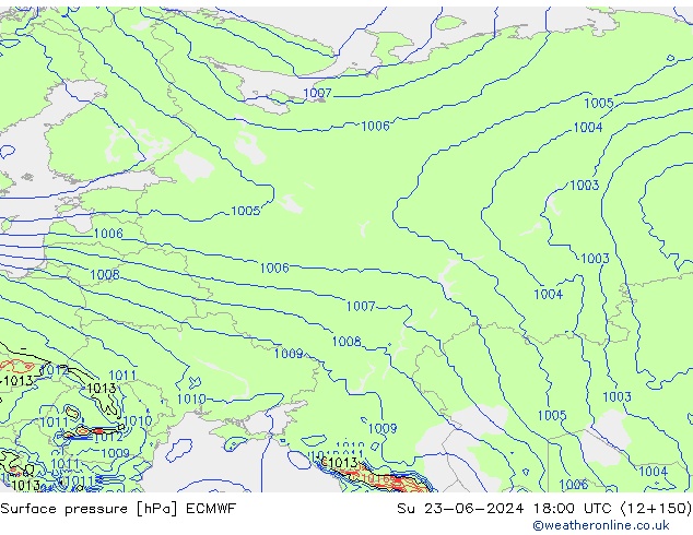 Surface pressure ECMWF Su 23.06.2024 18 UTC