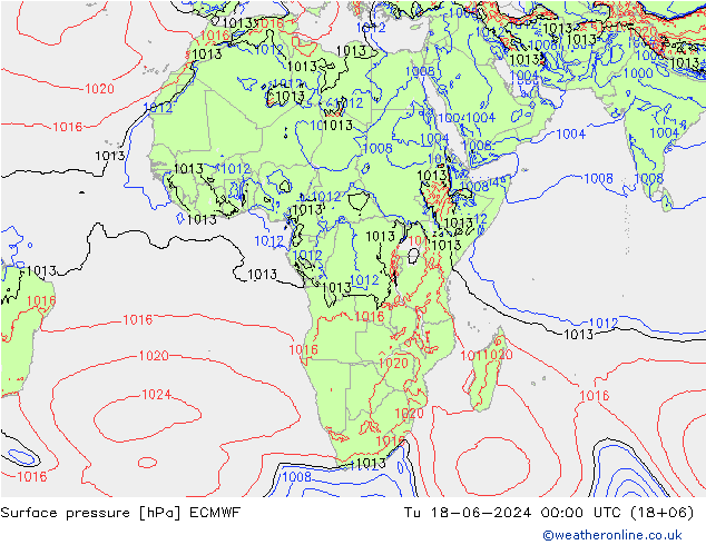 Pressione al suolo ECMWF mar 18.06.2024 00 UTC