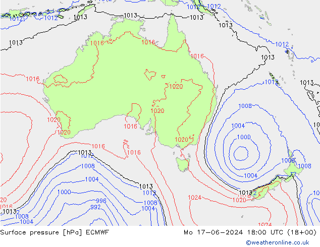 приземное давление ECMWF пн 17.06.2024 18 UTC