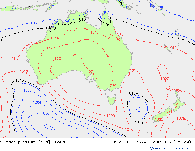 Bodendruck ECMWF Fr 21.06.2024 06 UTC