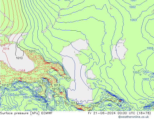 ciśnienie ECMWF pt. 21.06.2024 00 UTC