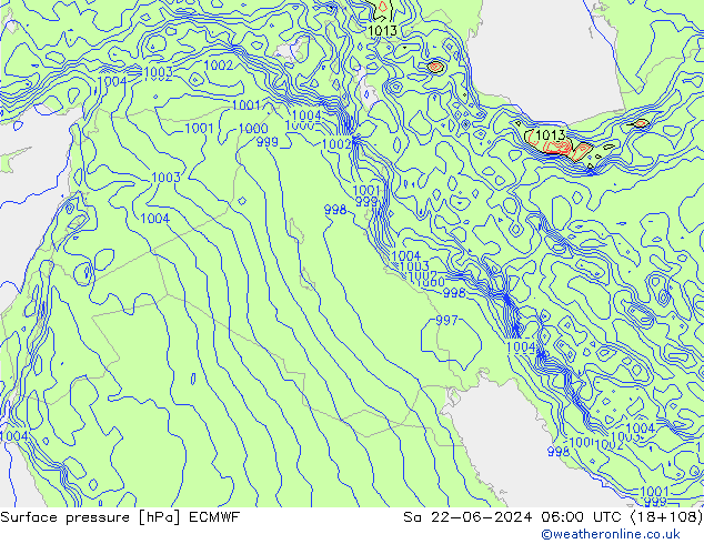 ciśnienie ECMWF so. 22.06.2024 06 UTC