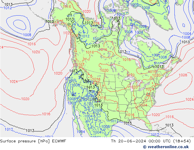 pressão do solo ECMWF Qui 20.06.2024 00 UTC