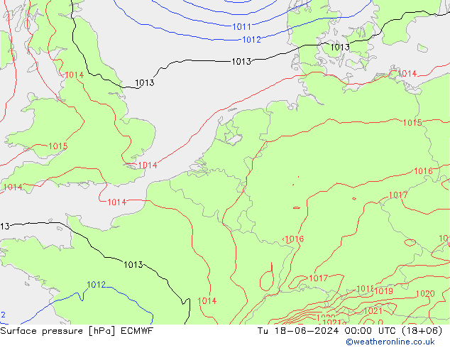 pressão do solo ECMWF Ter 18.06.2024 00 UTC