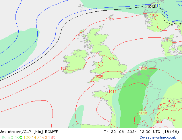 Jet stream/SLP ECMWF Th 20.06.2024 12 UTC