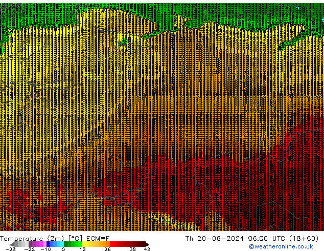 Temperature (2m) ECMWF Th 20.06.2024 06 UTC