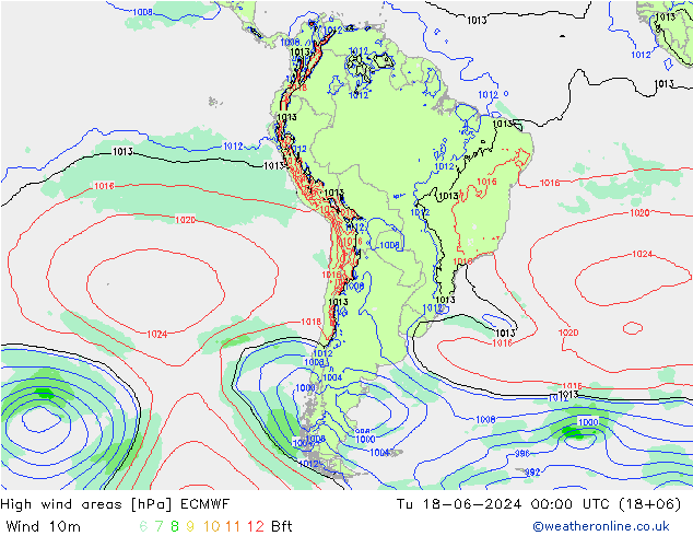 High wind areas ECMWF Ter 18.06.2024 00 UTC