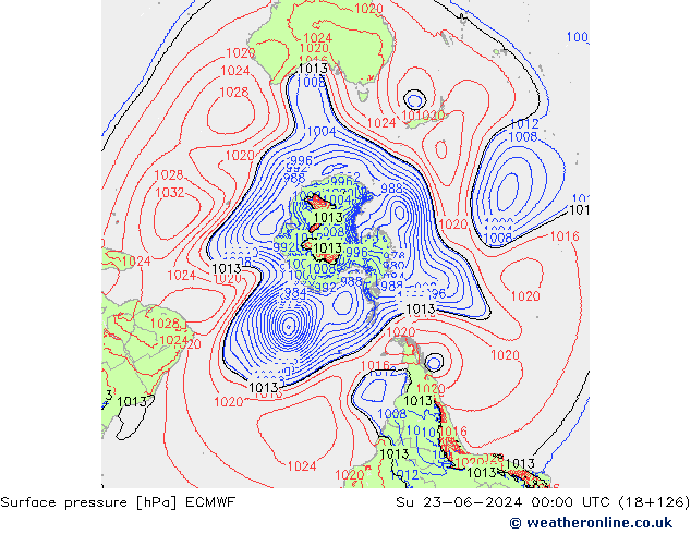 pressão do solo ECMWF Dom 23.06.2024 00 UTC