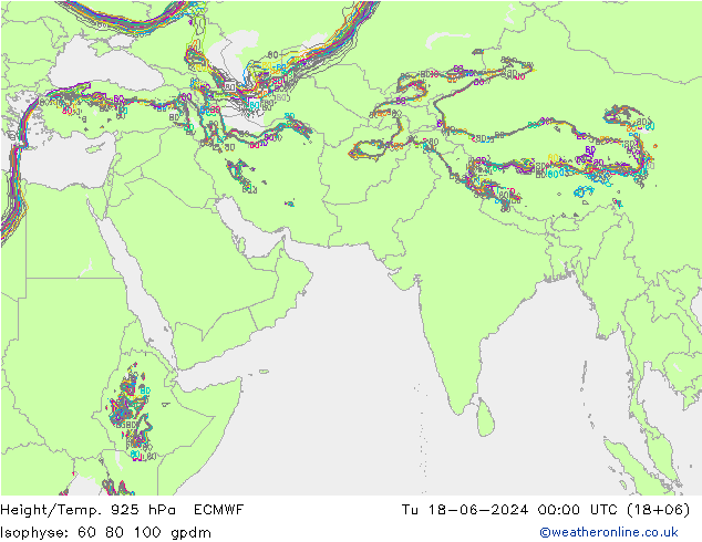 Height/Temp. 925 hPa ECMWF 星期二 18.06.2024 00 UTC