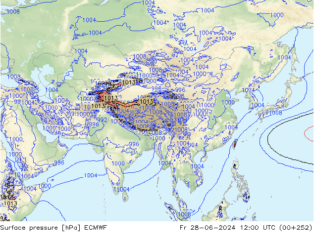 Luchtdruk (Grond) ECMWF vr 28.06.2024 12 UTC