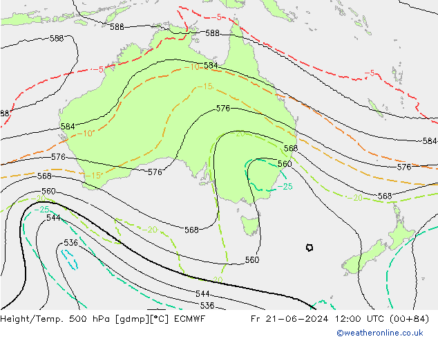 Yükseklik/Sıc. 500 hPa ECMWF Cu 21.06.2024 12 UTC