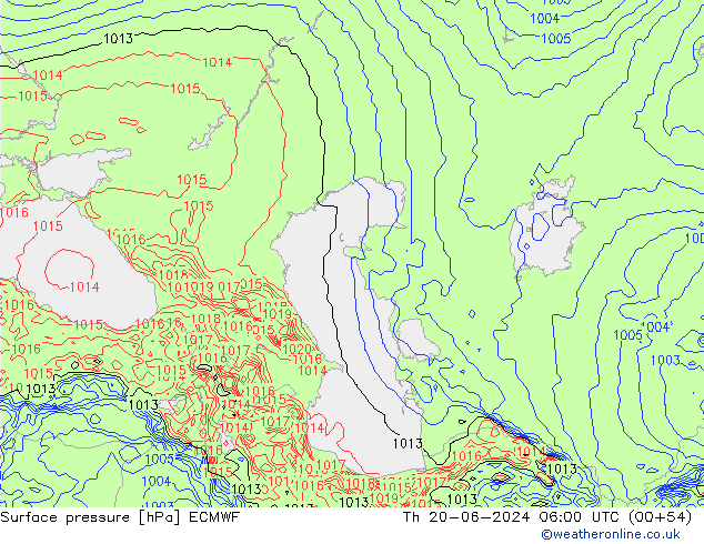 Luchtdruk (Grond) ECMWF do 20.06.2024 06 UTC