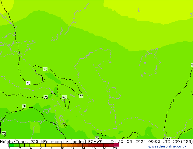 Hoogte/Temp. 925 hPa ECMWF zo 30.06.2024 00 UTC