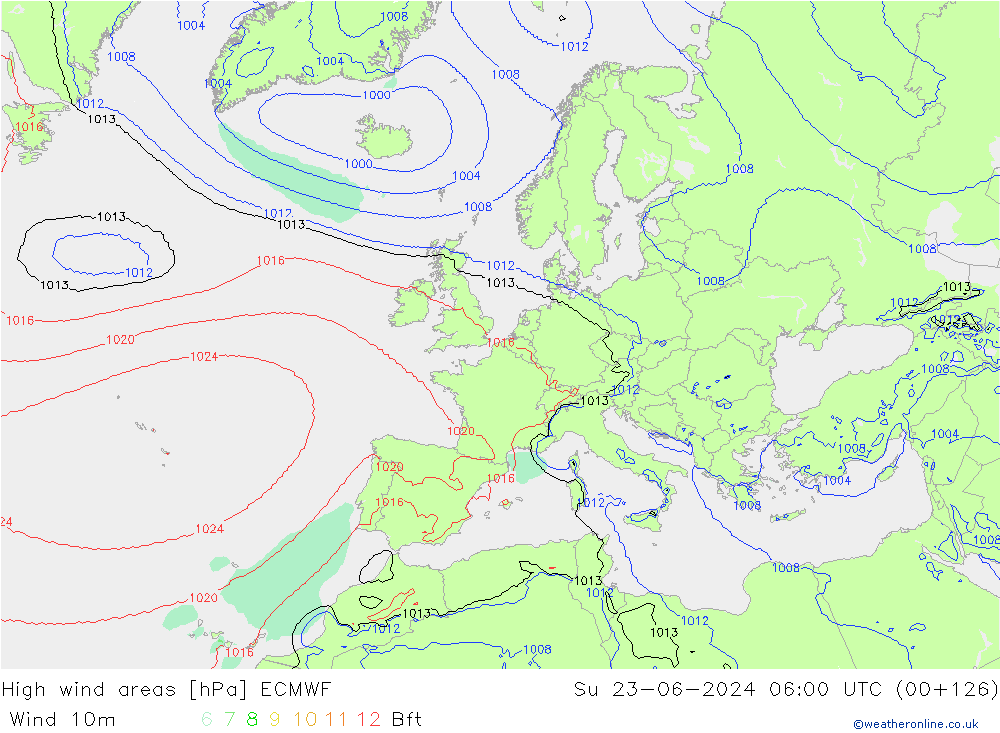 High wind areas ECMWF dom 23.06.2024 06 UTC